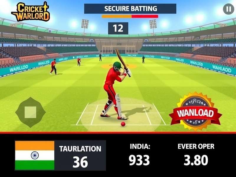 Cricket Warlord gameplay screenshot showing batting interface