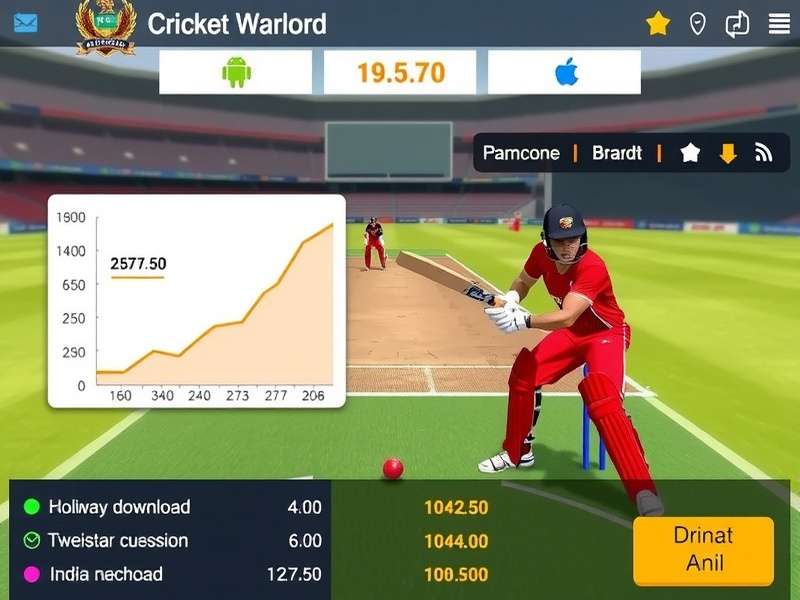 Screenshot showing Cricket Warlord interface with Hindi language option
